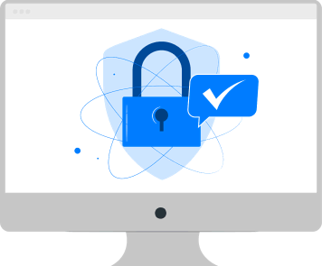 lock with check mark inside of monitor